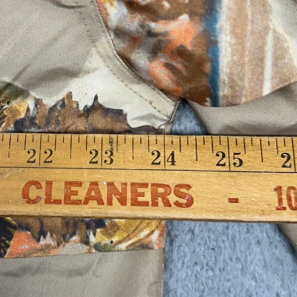 Champion Jacket Men Large Tan Landscape Print Anorak Windbreaker Half Zip Hooded